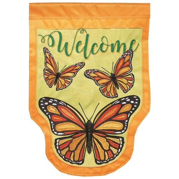 Recinto 29 x 42 in. Monarch Butterfly Shaped Burlap Garden Flag - Large RE3460596